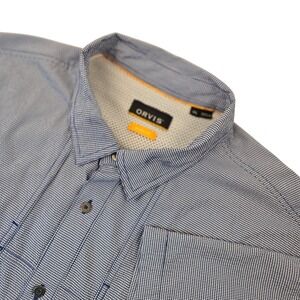 Orvis‎ XL Blue Gingham Active Fit Short Sleeve Button Down Shirt Mens